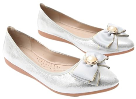 WXDTW Ballerine pieghevoli da donna alla moda a punta punta suola morbida slip on scarpe da passeggio scintillanti strass solidi mocassini piatti, Argento, 41 EU