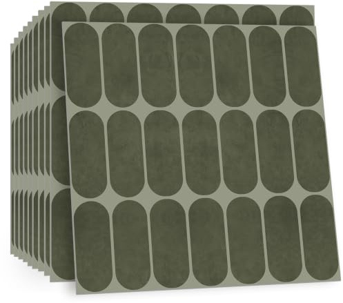 TOARTi 10 Sheets 2D Vintage Green Self Adhesive Wall Tiles12×12inch Stick On Wall Tiles Kitchen Splashbacks for Walls,Red Brick Tile Stickers Peel and Stick Backsplash Splashback Decals Tile