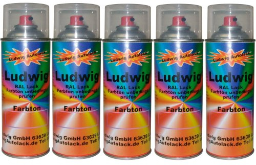 LudwigLacke 5 Spraydosen 400ml Autolack glänzend RAL 7035 Lichtgrau