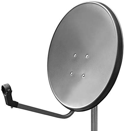 ARLI Sat Antenne 60 cm Stahl Dunkelgrau/Anthrazit HD UHD Digital Satellitenschüssel Offset grau Spiegel Anlage Schüssel inkl. LNB Halterung & Befestigung
