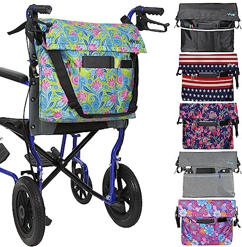 Vive XL Rollstuhltasche, wasserdicht, kratzfest, doppelt genäht, maschinenwaschbar, Zubehör für Erwachsene, Senioren, 15 Farben, Aufbewahrungsrucksack zum Aufhängen an der Rückseite des Rollstuhls