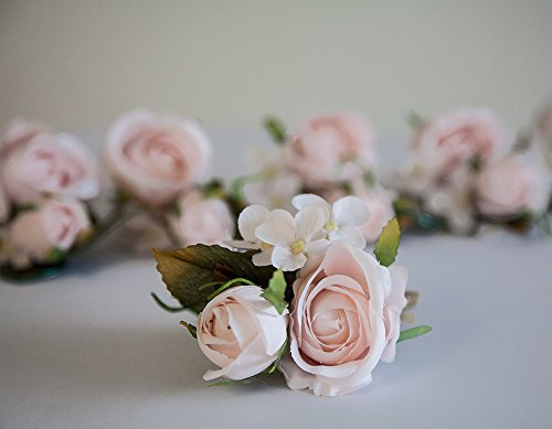 Decor Essentials Silk Rose Button Hole Corsage Pins for Wedding 6 Pack Light Pink