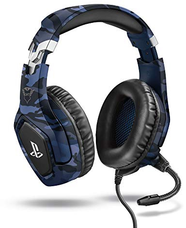 Trust Gaming Headset GXT 488 Forze-B - Offiziell Lizenziert für Playstation - PS4 und PS5 Headset mit Klappbarem Mikrofon und Einstellbarem Kopfbügel, 3.5mm, Over-Ear Kopfhörer mit Kabel - Blau