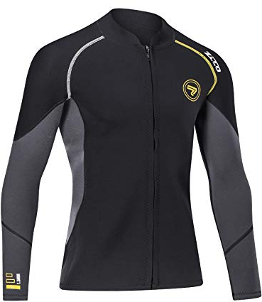 ZCCO Neoprenanzug für Herren, 1,5 mm, mit Reißverschluss vorne, Lange Ärmel, Tauchanzug zum Schwimmen, Schnorcheln, Tauchen, Surfen (Schwarz, 4XL)