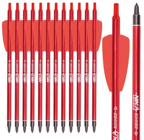 ELONG OUTDOOR Lot de 12 flèches en aluminium pour Ek Archery Adder Cobra System avec ailes de 2 pour tir à l'arc