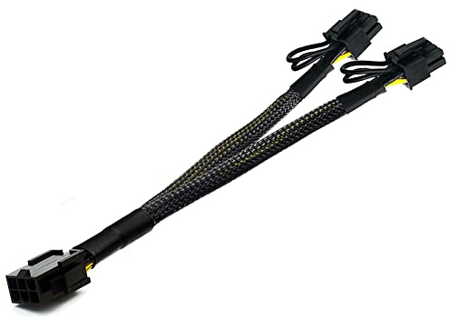 Hsthe Sea PCI-e 6-stifts till dubbel PCIe 8-stifts (6+2) PCI Express grafikkort GPU VGA Y splitter förlängningssladd mining videokort missad strömkabel 20 cm
