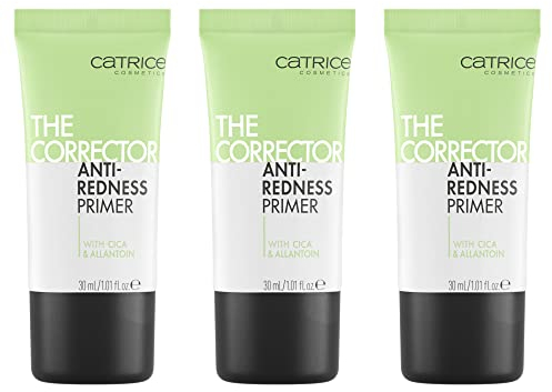 Catrice The Corrector Anti-Redness Primer, Grün, langanhaltend, pflegend, porenverfeinernd, für trockene Haut, vegan, ölfrei, ohne Parfüm, ohne Alkohol, 3er Pack (3x30ml)