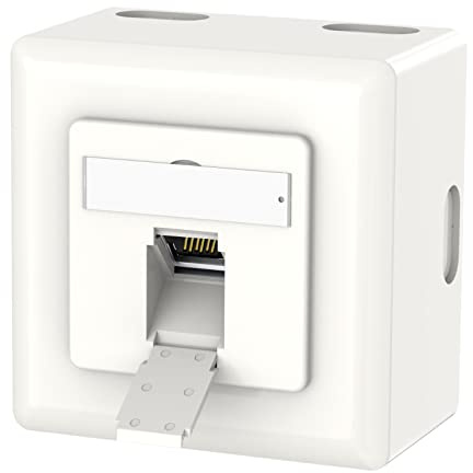 VCELINK Toma de Red Cat6A Universal, 1 x Puerto RJ45 Toma LAN Blindada, Toma de Datos de Montaje Superficial o Empotrado, Toma RJ45, 10 Gigabit Ethernet Toma de Red Ap, PoE, CAT7 CAT6 CAT5, Blanco