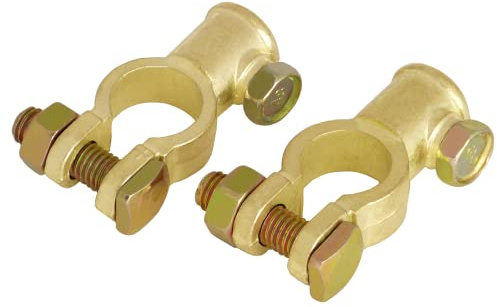 A0066-2-1 Batterieklemmen Set Batteriepolklemmen 12V und 24V Batterie Klemmen Polklemmen Autobatterie + Plus - Minus Batterie Pole Klemme Pol Anschluss Anschlussklemmen Auto LKW Camping Solar