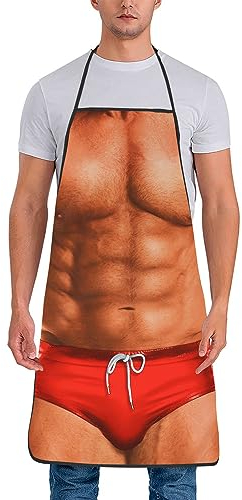 Funny Muscle Man Aprons - Creative Cooking BBQ Grilling Apron - Novelty Gifts for Men & Women
