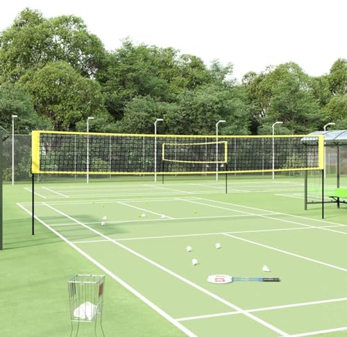 BaraSh Badminton-Netz Gelb und Schwarz 600x155 cm PE-Gewebe Tragbar Mobiles Ballnetz