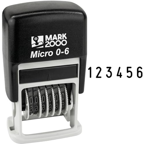 Mark 2000-S126-6 Digits Self-Inking Number Stamp - Black Color
