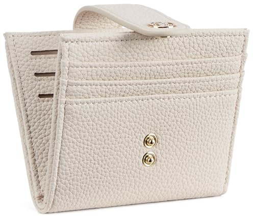 BOSTANTEN Slim Wallet for Women Small RFID Blocking Credit Card Holder Leather Bifold Wallets with Zipper Coin Pocket Beige