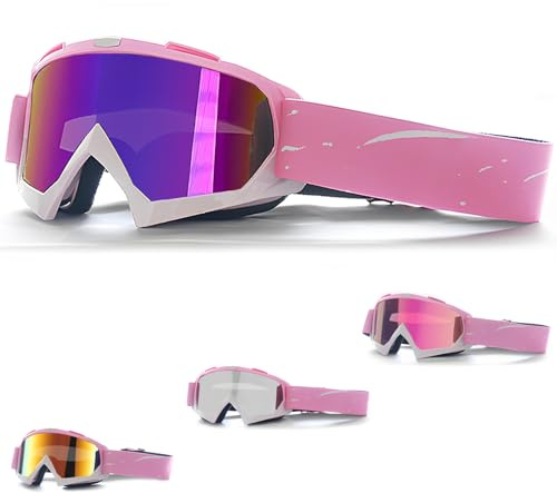 DONGZQAN Gafas de esquí para mujer, color rosa, con acolchado de espuma, adecuadas para deportes al aire libre