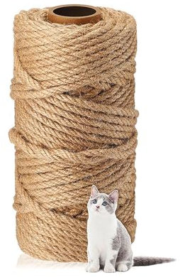 Kolamom Corde Arbre à Chat, 6 mm x 50 m Corde à grattoir Chat Sisal Naturelle, Corde Arbre à Chat pour Réparation et Remplacement, Idéale pour Bricolage et Décoration Jardin