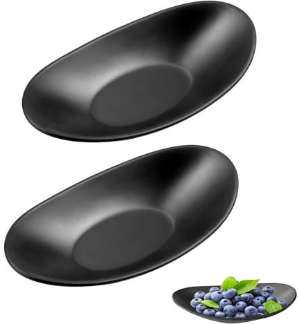 KiKiHong 2 Pezzi Vassoio Ovale Nero,Ciotola Portachiavi,Svuotatasche Ingresso Decorativo Jewelry Bowl Utilizzato per Chiavi,Collane,Monete e Conservazione Della Frutta