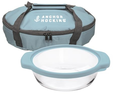 Anchor Hocking 3 Pc. 2 Qt. Oven Basics Casserole Dish w/Mineral Blue TrueFit™ Lid