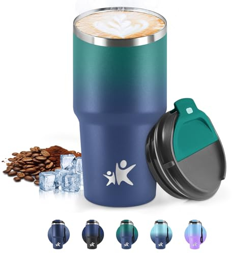 HoneyHolly Termo Cafe 600 ML, Reutilizables, Vaso Termico Cafe Antigoteo para Coche, Acero Inoxidable 304, Taza Termica Para Llevar, Termo Café Hermético para Café Frío y Caliente, Leche y Té