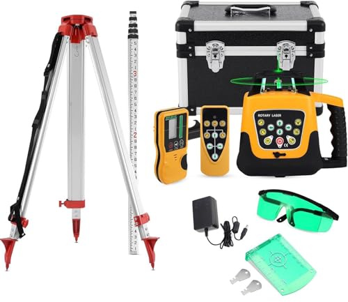 chengxiaorui Self-Leveling Laser Level 360 Degrees, 500m Range High Precision Laser level mex rotary laser level,with Remote for Construction and Home Improvement Accurate Construction Measurements