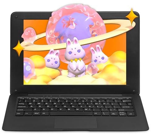 AKEDA 10.1'' Mini Laptop QWERTY, Notebook Compatto con N4000, 8GB RAM, 128GB Storage, Netbook Portatile per Bambini Studenti Apprendimento a Casa – Tastiera Inglese