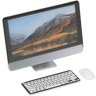 Generic Miniature Computer Set Realistic Design Simulation Dollhouse Accessory for 1/12 Miniature Dollhouses (computer three-piece set)