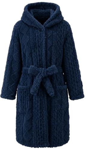 JiAmy Kids' Hooded Fleece Dressing Gown for Boys and Girls, Ages 4-14