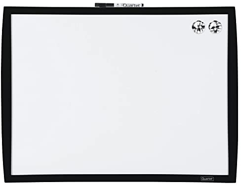 Quartet Magnetic Whiteboard, 17 x 23 Small White Board for Wall, Dry Erase Board for Kids, Perfect for Home Office & Home School Supplies, 1 Mini Dry Erase Marker, 2 Magnets, Black Frame (34608-BK)