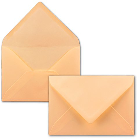 50x kleine Umschläge in Aprikose DIN C7 8,1 x 11,4 cm mit Spitzklappe und Nassklebung in 110 g/m² - kleiner blanko Mini-Umschlag