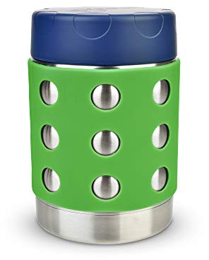 LunchBots Contenedor térmico de 350 ml con triple aislamiento para alimentos, caliente 6 horas o frío, 12 horas, termo a prueba de fugas, todo el interior de acero inoxidable puntos verdes