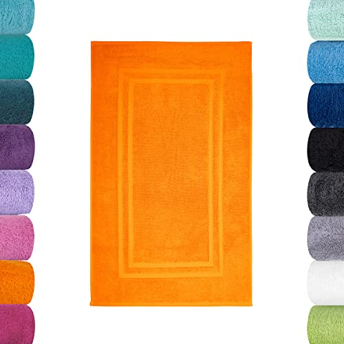 Lavea Badematte, Badteppich, Duschvorleger, Orange, 50 x 80 cm Premium Frotteeserie Bali | GOTS Zertifiziert, 100% Bio Baumwolle