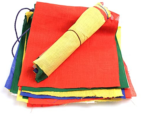 YAKEBA | Wunschfahnen traditionell - 5,00 Meter | 20 Fähnchen (je 21x25cm) | 100% Baumwolle | Wimpelkette Outdoor | Gebetsfahnen…