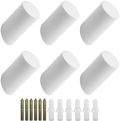 NewZC 6 Piezas Ganchos de Pared Madera Blanco 45° 3 x 6 cm Perchas Decorativos Individuales Pared Colgador Toalla Madera para Dormitorio Pasillo Baño Colgar Abrigos Ropa Bolsos - Carga Máxima 15kg