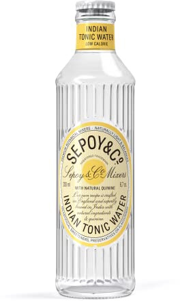 SEPOY & CO. Premium Indian Tonic Water - Pack of 6 x 200ml Glass Bottles | Low Calorie, Low Sugar Mixer & 100% Natural Ingredients | Made with Himalayan Spring Water | Perfect for Gin & Tonic