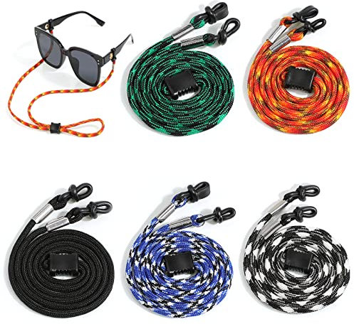 5 Pack Sports Eyeglasses Strap,Adjustable Sunglasses Holder Strap Eyewear Retainer Facemask Chain,Eyeglass Cord Lanyard Holder Glasses Strap