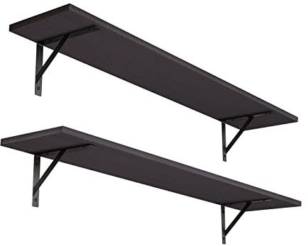 DINZI LVJ Long Wall Shelves, 39.4Inch Wall Mounted Shelves Set of 2, Extra Large Wall Storage Ledges with Sturdy Metal Brackets for Living Room, Bathroom, Bedroom, Kitchen, Espresso