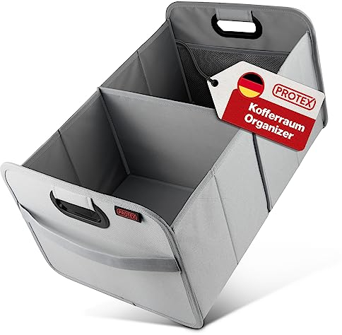 PROTEX Kofferraum Organizer [Testsieger 2025] 44L Auto Kofferraumtasche | Organizer Auto | Faltbare, stabile und wasserdichte Kofferraumtasche (grau)