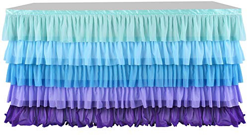 PTNKUIIY Tischrock 183cm×77cm Regenbogen Tüll Tischdeko Tüll Tischrock Tischdecke Tütü Tischröcke Party Deko Für Hochzeit, Geburtstag, Candy Bar, Weihnachten Tischdecke für Rechteck Runden Tisch