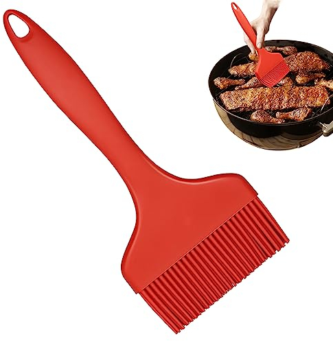 Cepillo de silicona para hilvanar, cepillo grande para repostería para barbacoa para cocinar, cepillo para hilvanar extra ancho para asar a la parrilla, hornear, resistente al calor (rojo)
