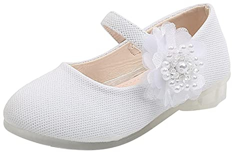 Robe de baptême pour bébé fille et enfant - Chaussures simples - Mode perle - Grandes fleurs - Petites chaussures en cuir - Chaussures de princesse - Chaussures de danse à talons hauts - Chaussures