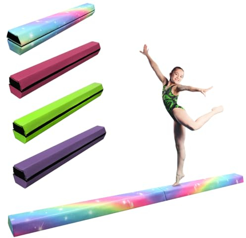 HomeSun Schwebebalken 240cm Faltbar Balance Beam Gymnastik Balance-Balken Gymnastikbalken Übung Fitness Training Turnen für Zuhause (Regenbogen, 240cm)