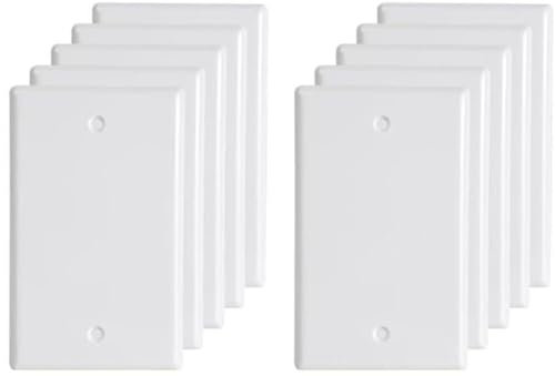 Blank Wall Plates 1-Gang blank Switch Outlet Electrical Cover Plate Unbreakable Thermoplastic Faceplate for Light Receptacle Outlet Switch, White (10 Pack)