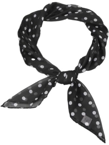 Whakano Elegante sciarpa di seta da donna, 65 x 65 cm, bandana, sciarpa quadrata, piccola e quadrata, idea regalo per donne e donne, Punti bianchi neri, Taglia unica