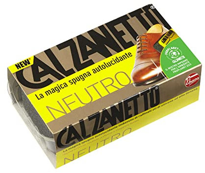 Calzanetto spugna lucidante scarpe in pelle, Pulisce lucida rinnova e protegge, Lucido per scarpe stivali borse, Per pellami di tutti i colori, Neutra (Confezione da 2)