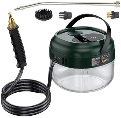 Irishom Steam Cleaners, Multipurpose Handheld Steamer Cleaner with 3 Brushes and Extended Rod, 6 Gear Adjustable Digital Touch Screen1500ml Water Tank for Kitchen Floor Window