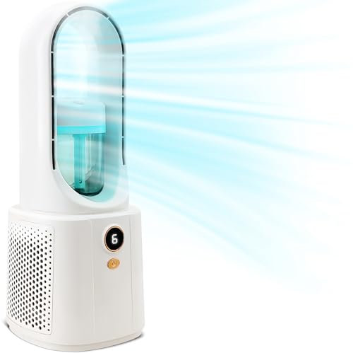 Hibtn Bladeless Fan With Spray Humidifier Tower Fan Desk Fan Standing Fan Usb Rechargeable Night Light Fan Cooling Air For Summer
