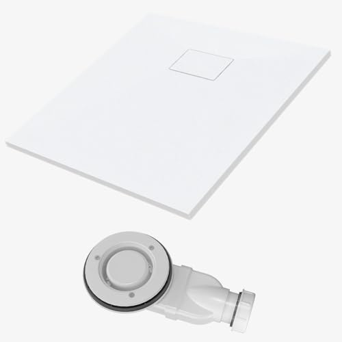 SMC Duschwanne 80x80cm flach weiß mit Ablaufgarnitur Duschtasse quadratischess Duschbecken