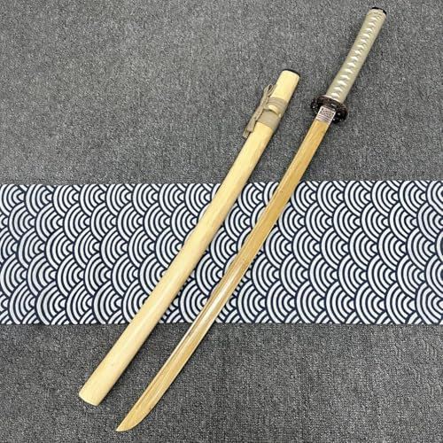ZHAOMEI Hölzernes Katana mit Scheide, natürliches Shinai, handgefertigtes Bokken, für Kendo-Schwertkampftraining, Anime, Cosplay, Iaido-Requisite, Geburtstags Holzfarbe-103CM