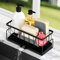 ZWMYF Spülbecken Organizer Küchen,Sink Caddy Kitchen Organizer,Edelstahl Küchen Organizer mit Selbstentleerender Ablaufwanne,Spülorganizer,Spülmittel Halterung(Schwarz)