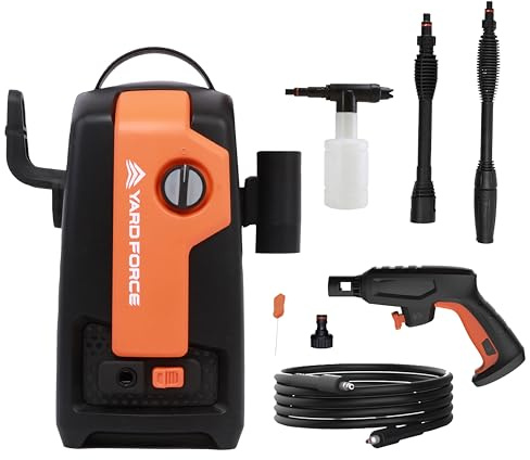 Yard Force EW U11E Electric Pressure Washer, 1600W, 120 Bar, 400L/h Flow Rate, 3m Hose