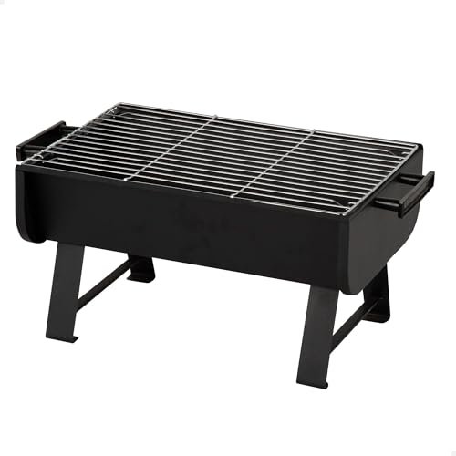 AKTIVE 63168 Barbacoa carbón portátil, De Acero, 45x30x25 cm, con Asas Laterales y Parrilla de Acero Inoxidable, óptimo para Camping